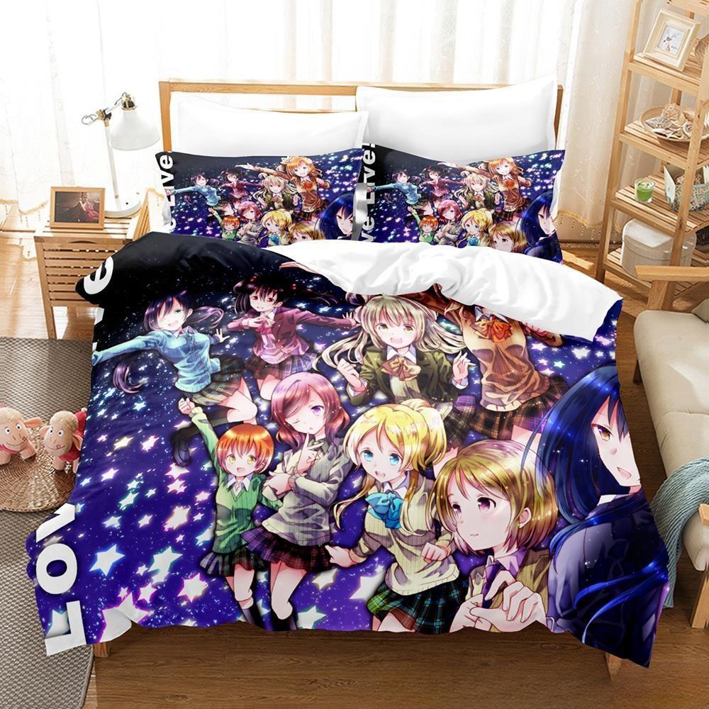 3D Printed Anime Kawaii Girs Love Live! Bedding Set Single Twin Full Queen King Size Bed Set Adult Kid Bedroom Duvetcover Sets