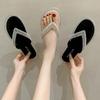 Women's Shoes Soft Sole Flip Flop Sandals Transparent Rhinestone Flat Sole Comfortable Outdoor Sandals Elegant Women's Slippers