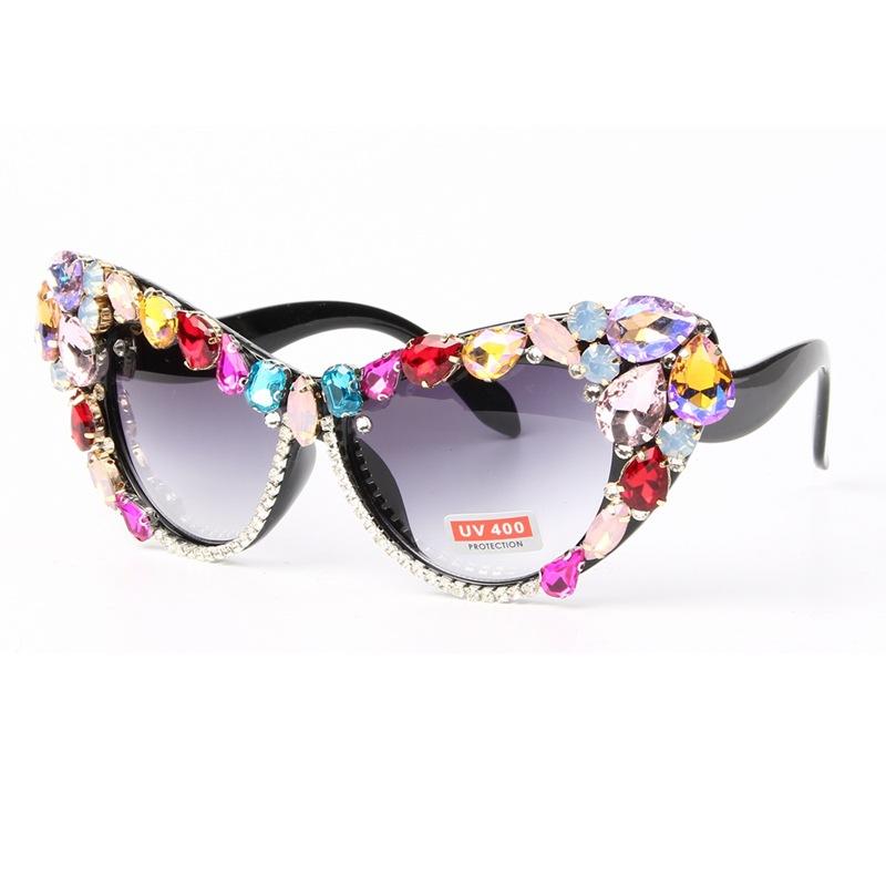 Oversize Cat Eye Diamond Sunglasses Women Brand Designer Luxury Crystal Sexy Sun Glasses For Ladies Gorgeous Eyeglasses Feminino