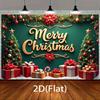 2D flat 1pc Christmas party banner with "Merry Christmas" text, green and gold holiday decorations, Christmas decoration