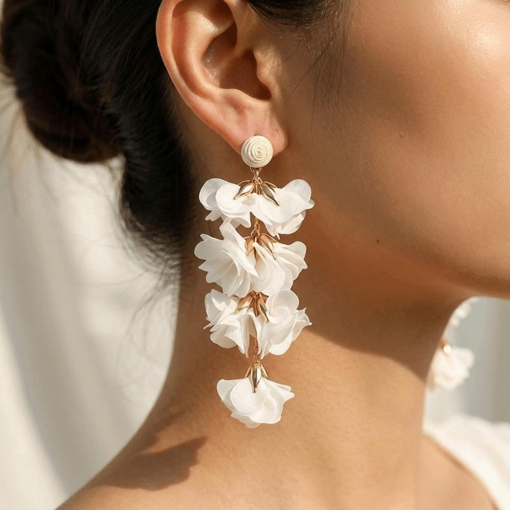 Petal Design Bohemian Tassel Ear Cuffs Colorful Non-Piercing Earrings Music Festivals