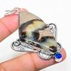 Natural Septerian Stone, Blue Topaz 925 Sterling Silver Pendant 2.96" U4a66