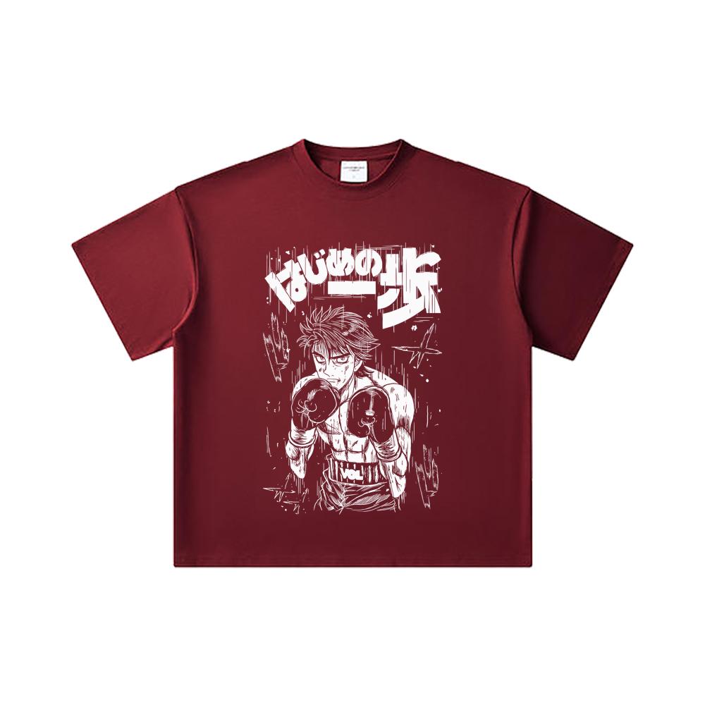 260 GSM Double Yarn 32 Count 100% Cotton Hajime no Ippo V8 Volg Print Unisex Heavy Cotton T Shirt
