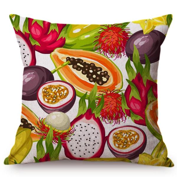 Tropical Fruit Avocado Papaya Pattern Cotton Linen Bed Cushion Cover Modern Home Decorative Chair Sofa Throw Pillow Case 45X45Cm