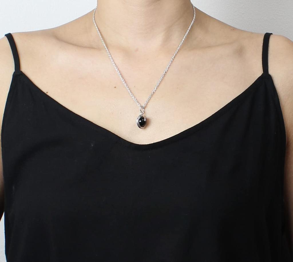 Подвеска в виде змеи, рептилии, подвеска в виде змеи, верх из серебра 925 пробы, оникс, черный оникс