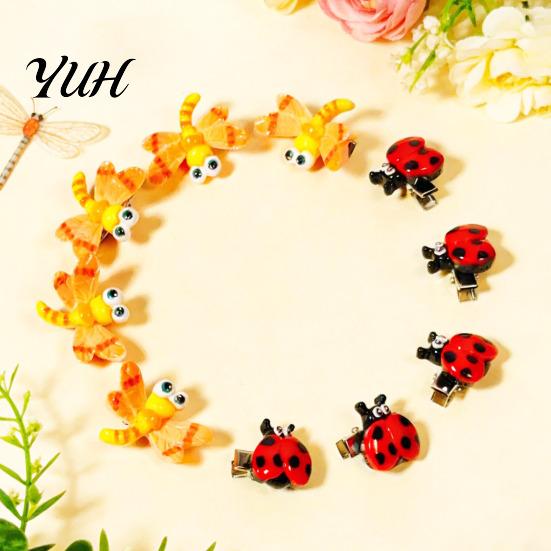 Decorative Hair Clips for Photoshoot 10Pcs Mini Insect Girls, Cartoon Ladybug/Dragonfly Clips, Daily Wear Barrettes Kids Non-Slip Children Bangs