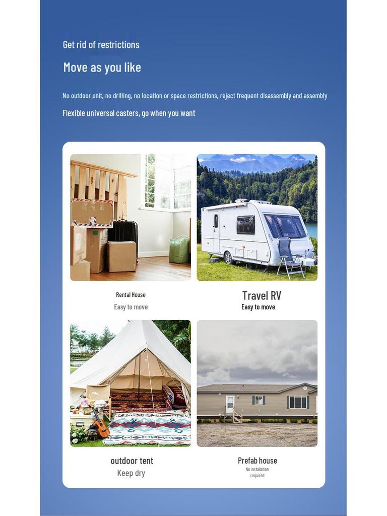 Портативный уличный кондиционер 1900 БТЕ с москитной сеткой и бесплатной установкой