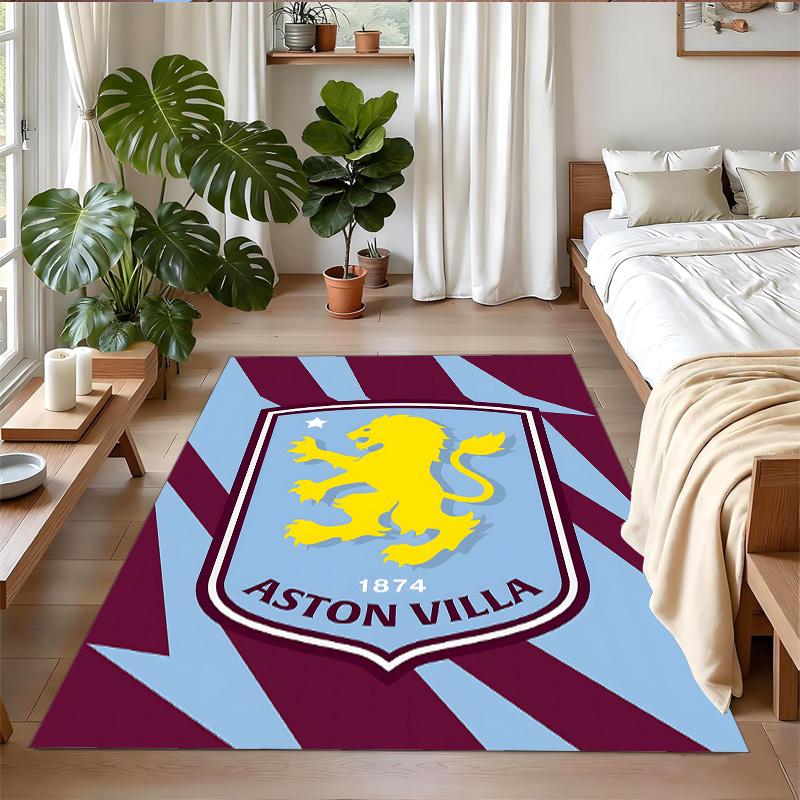 Anti‑Slip Crystal Velvet Floor Rug, Aston Villa Design Carpet for Indoor Living Bedroom Home Decoration