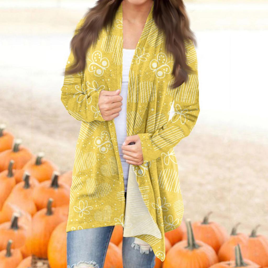 Женский повседневный кардиган с длинными рукавами и принтом ко Дню святого Валентина без карманов, верхнее пальто