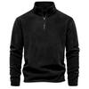 Men's Fall/Winter Long-Sleeve Stand-Up Collar Half-Zip Sweatshirt Youth Solid-Color Fleece Top