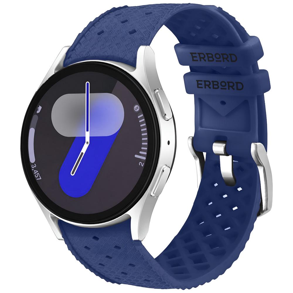 ERBORD Universal Silicone Strap 20mm, Tropic, Blue / Silver Buckle