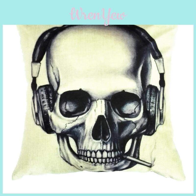 Ghost Face Pillowcase With Linen Material For Bedroom And Couch Decor