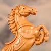 Natural Cypress Animal Horse Statue Traditional Hand Carving Of Solid Wood Home Room Office Decoration Gift Statue 7.2in