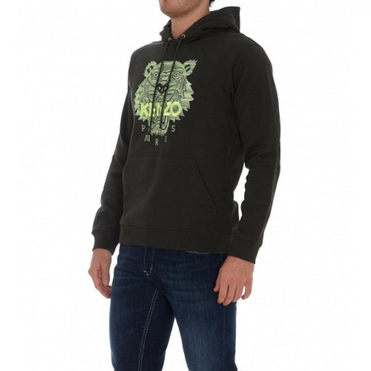 KENZO Sweatshirts Men's Black Hooded Moderate Regular FB65SW3304MB-51A