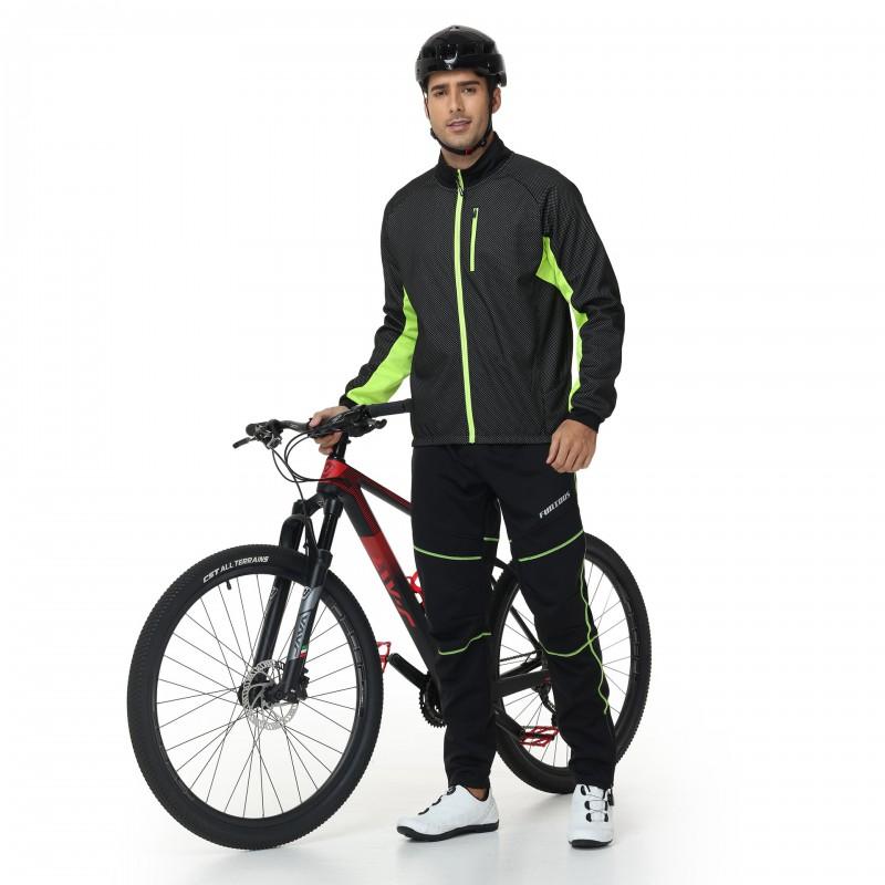 Mens Winter Thermal Cycling Jacket Pants Set Warm Windproof Fleece Bike Clothing Outdoor Sports