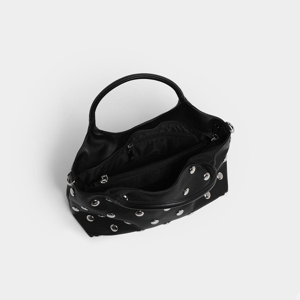 Трендовая минималистичная сумка на плечо с заклепками: Универсальная женская сумочка в винтажном стиле