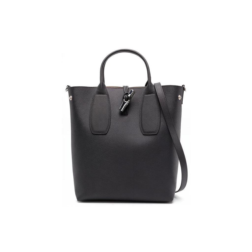 Longchamp Le Roseau Bamboo Buckle Textured Open Top Tote Bag Women Tote Black 10228HPN001