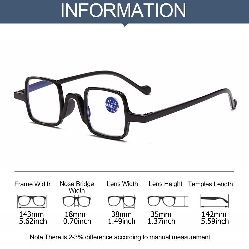Square Frame Anti Blue Light Far Sight Eyewear Eyewear Presbyopia Eyeglasses Reading Glasses