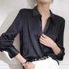 Винтажная элегантная офисная блузка с длинными рукавами, модная женская свободная простая рубашка, женские весенне-осенние повседневные женские топы 30244