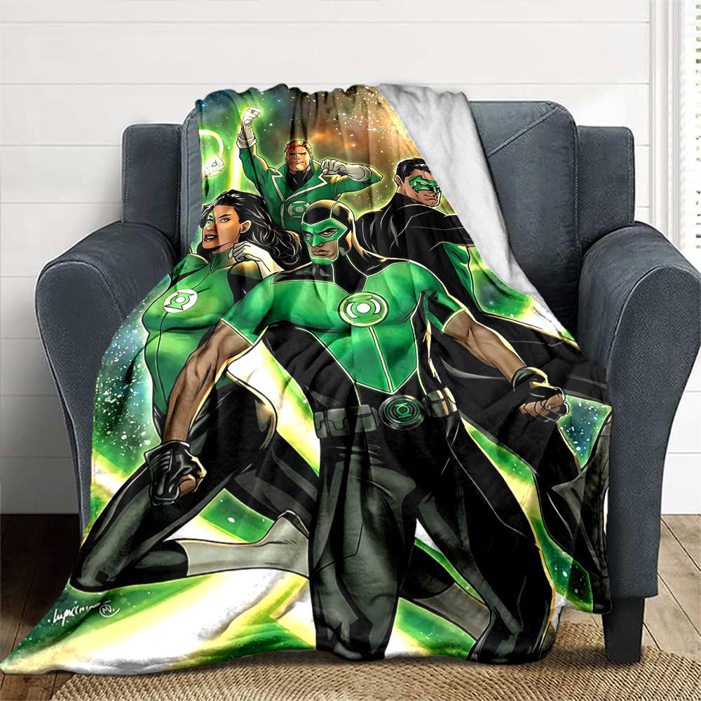 Green Lantern Corps Heroes Flannel Blanket Super Soft Warm Cozy Blanket For Sofa Bed Office Travel Allseason Home Decor Gift