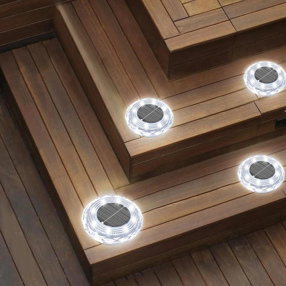 2 шт. Солнечный дисковый светильник на солнечной батарее, водонепроницаемый, садовый, уличный, подземный, лампа для дома