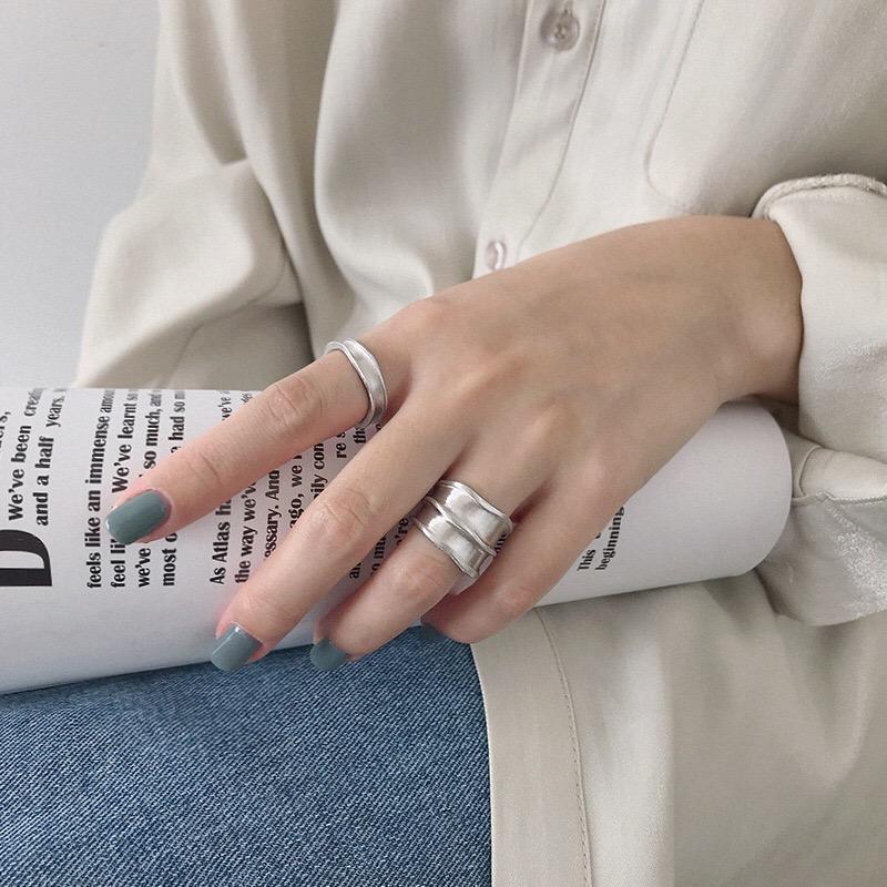 Xiaomi Silver Color European and American jewelry simple irregular concave-convex ring fashion tide flow open ring