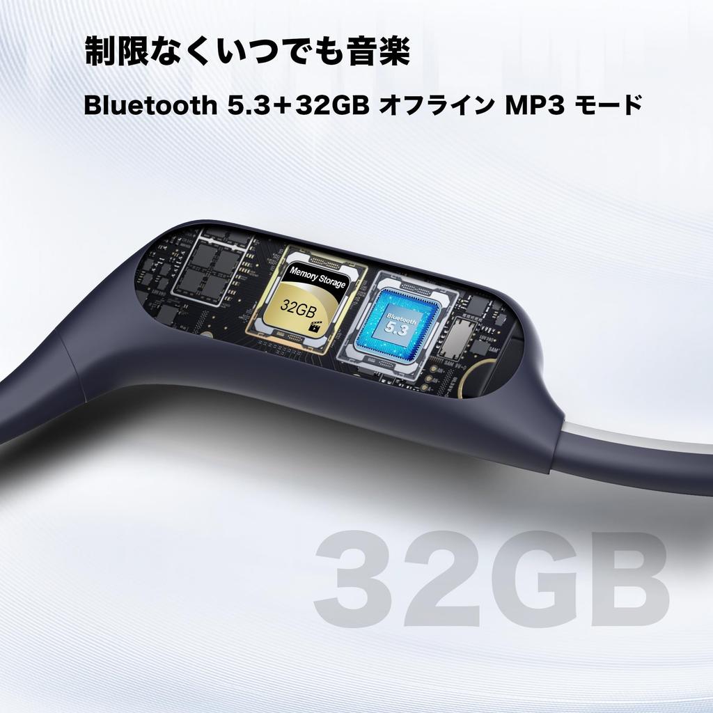 Voistek Bone Conduction Fully Waterproof Bluetooth Swimming Compatible with Caps and 32GB Internal 8 Hours of Continuous Wireless Headphones with Mic