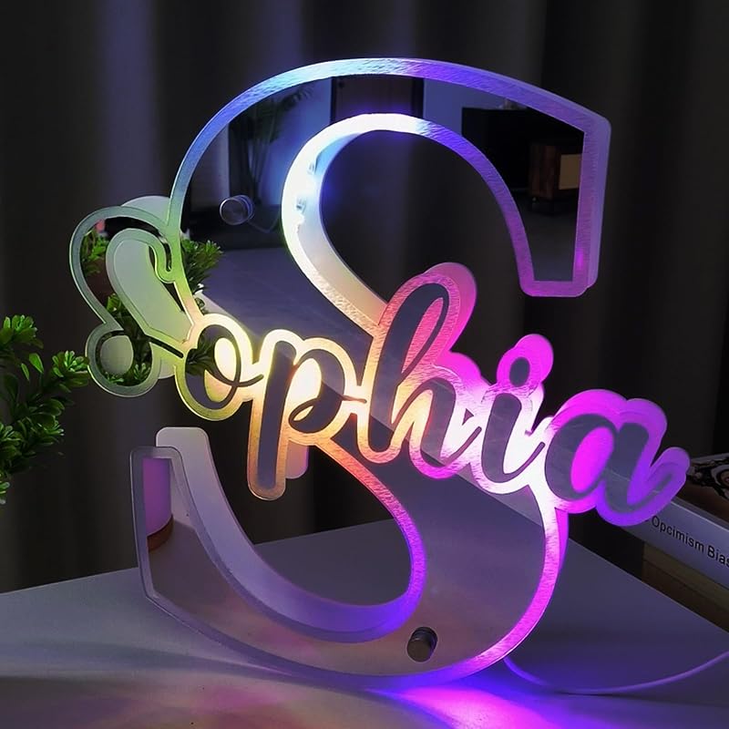 Индивидуальная подсветка имени для настенных светодиодных именных табличек Персонализированные настенные зеркальные светильники для декора стен спальни Акриловая 12-цветная светодиодная именная табличка День рождения