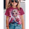Детская футболка с коротким рукавом с 3D-принтом принцессы Диснея Эльзы - Розовый узор с сердечками и розами, Повседневный летний топ