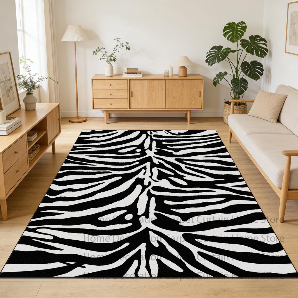 Animal Print Carpet Zebra Pattern Classical Living Room Decoration Non-Slip Floor Mat Bedroom izable Rug Easy Cleaning