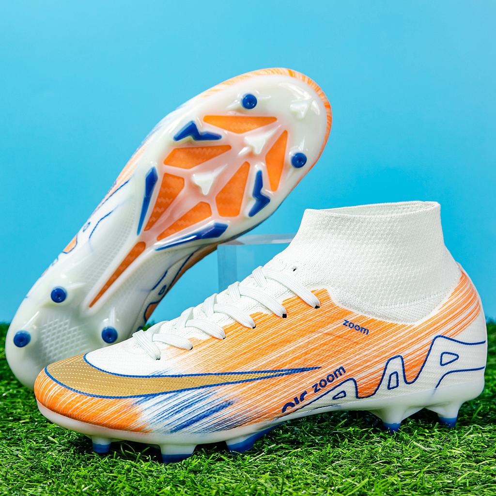 Новые мужские высокие футбольные бутсы, шипы для травы, нескользящие футбольные кроссовки для футзала, высококачественные, для матчей в зале и на улице, распродажа