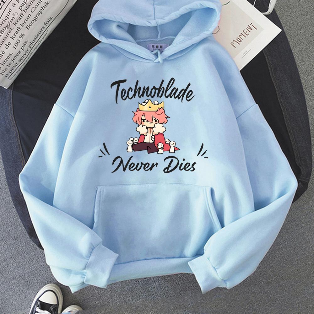Dream SMP Game Hoodie Retro Style Technoblade Never Dies Print Sweatshirt Funny Cartoon Tops Women/Men Kawaii Hoodies