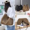 Simple Canvas Handbag For Women Large Capacity Tote Bag Travel Solid Color  Reusable Shoulder Bag