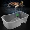 Small Plastic Open Fish Tank with Basking Platform for Turtle Reptile(White)