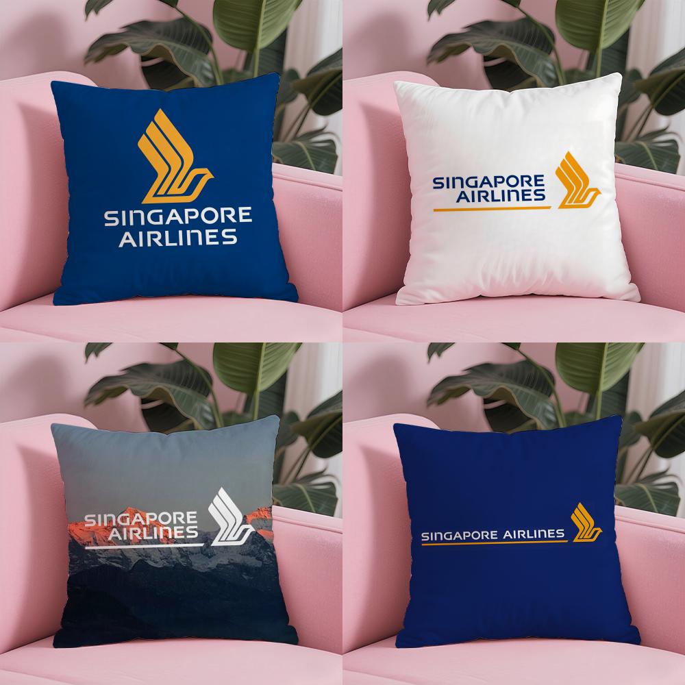 Наволочка Singapore Airlines Плюшевая ткань Мягкая Двусторонняя печать Диван Теплая Зимняя Дом Детский подарок Чехол для подушки
