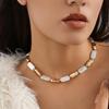 Creative Irregular Imitation Pearl Splicing Necklace for Women Fashion Versatile Women's Geometric Necklace Jewelry