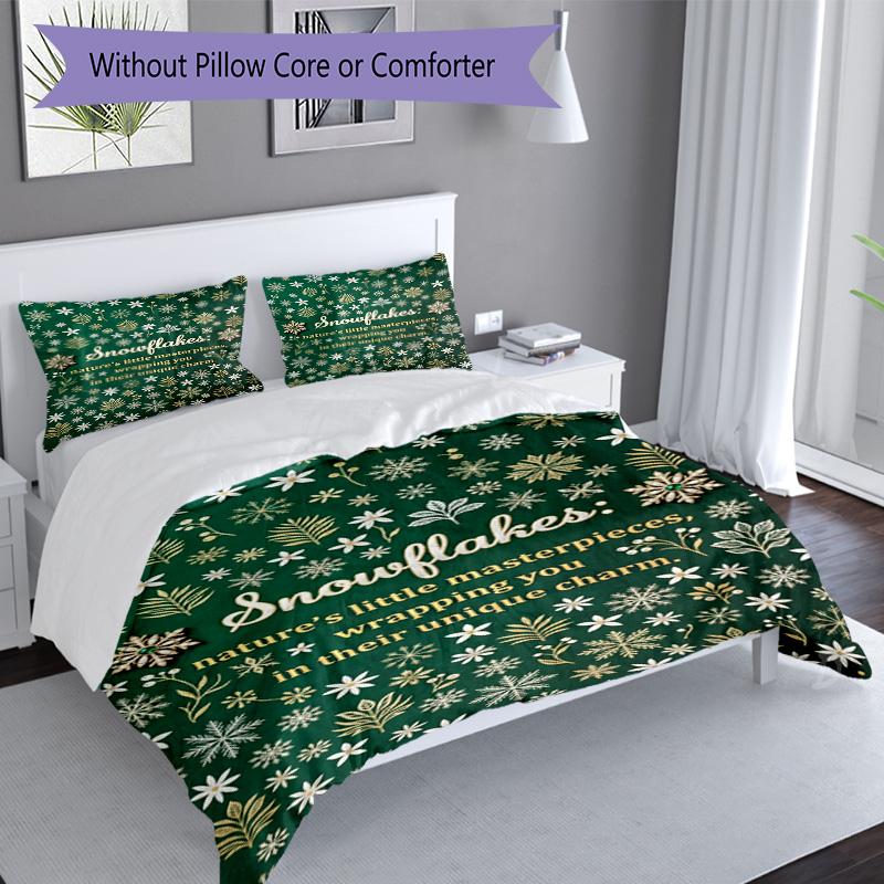 Winter Wonderland Snowman 3‑Piece Bedding Set,Soft Duvet Cover with 17 Pillowcases,Multi‑Scene Home Dorm Use,Ideal Gift for Birthday & Holiday