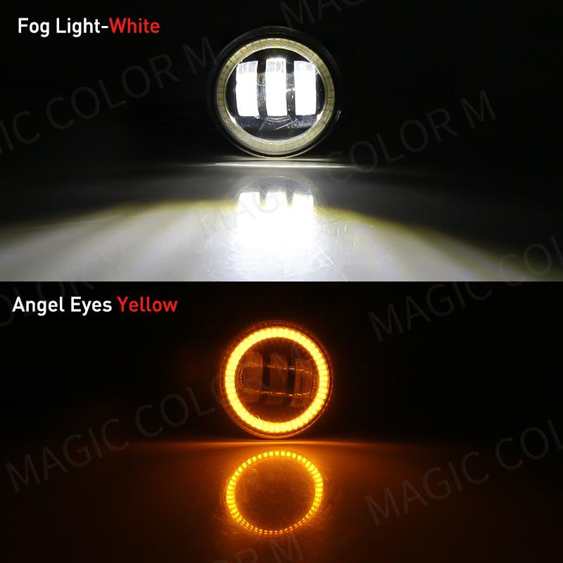 Angel Eye Fog Light For Ford Focus Fusion Fiesta Ranger C-Max Transit Tourneo EcoSport Edge Car DRL Fog Driving Lamp LED Lens