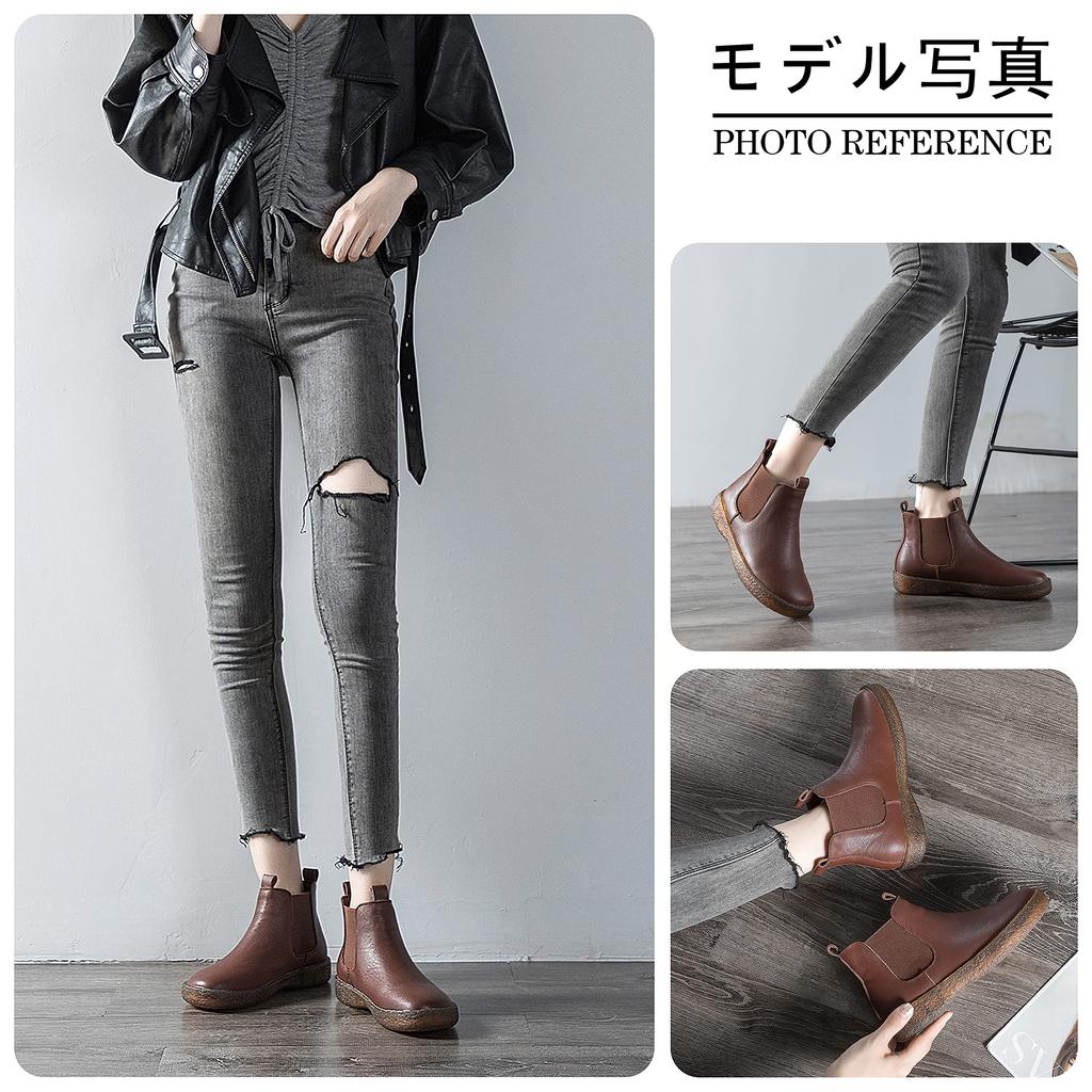 Chelsea Casual Side Gore Ankle Outdoor Genuine Thick For Easy to cm [LEDE] Женские ботинки, ботинки, ботинки, ботинки, обувь, кожа, подошва, хакама,