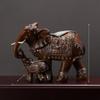 Resin Elephant Statue With Imitation Wood Finish For Office Decor And Gifts