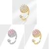 Copper Open Loop Ring With Moving Snowflake Pattern For Female Trendy Hand Accessories
