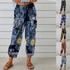 Spring and Summer New Fashion Printing Casual Trousers Women's Thin Strap Loose Nine Points Lantern Trousers