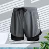 Double Layer Swimming Trunks Shorts Anti Glare Men's Jogging Shorts  Beach