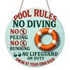 2D Flat, 1pc Round Aluminum Hanging Sign, Funny "Pool Rules No Lifeguard On Duty" Print, Durable Outdoor Wall Decor, Perfect for Poolside, Backyard