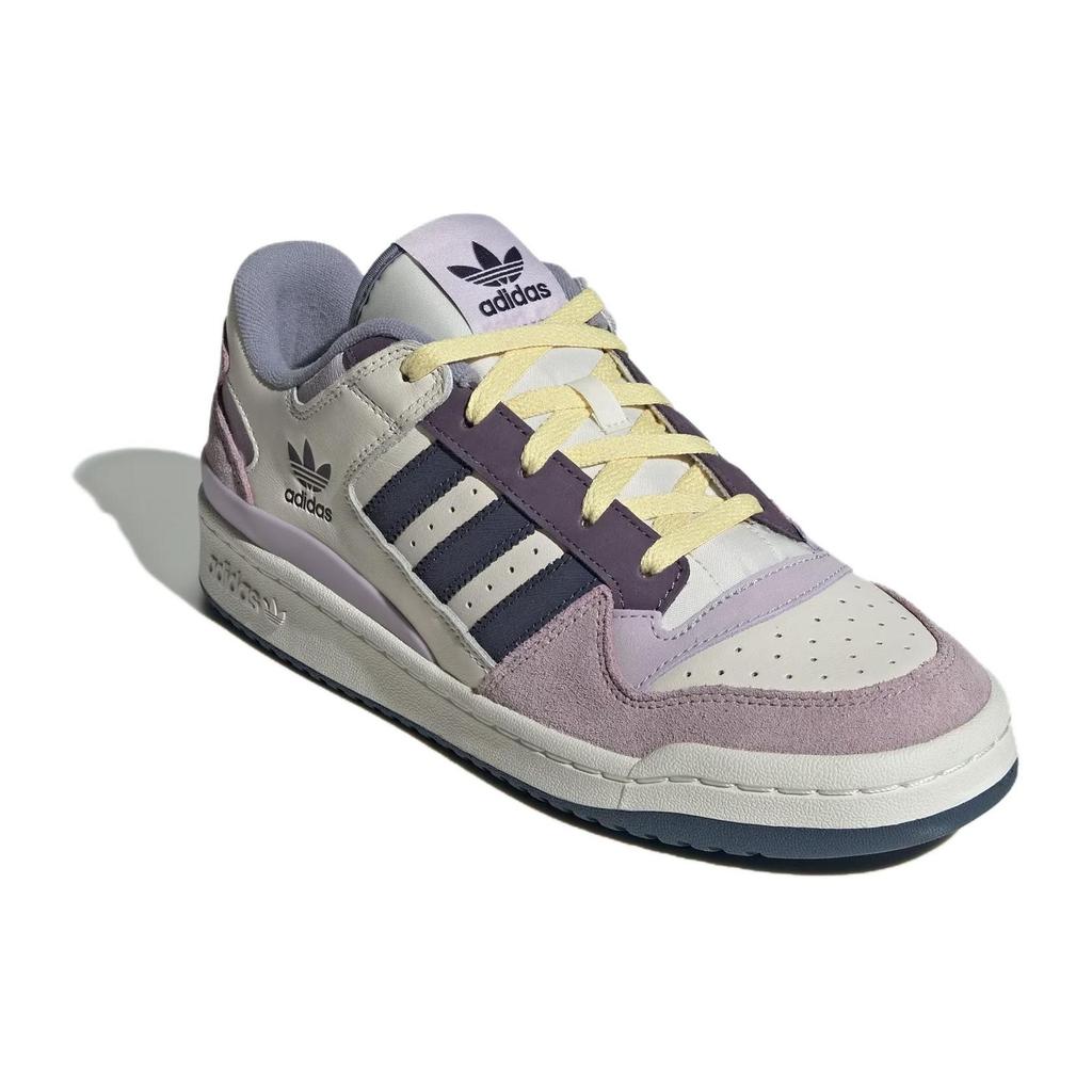 Adidas Originals Forum Low Cl Shoes Comfortable Versatile Shock Absorbing Durable Low Top Retro Basketball Shoes Women Sneakers White Purple ID6266