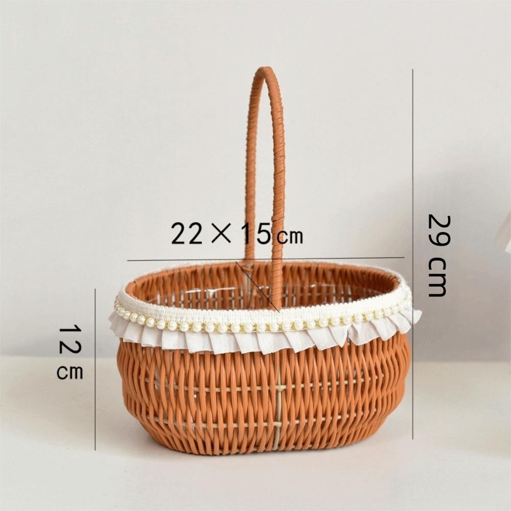 Imitation Rattan Rattan Flower Basket Decorative Picnic Weaving Basket Photo Prop