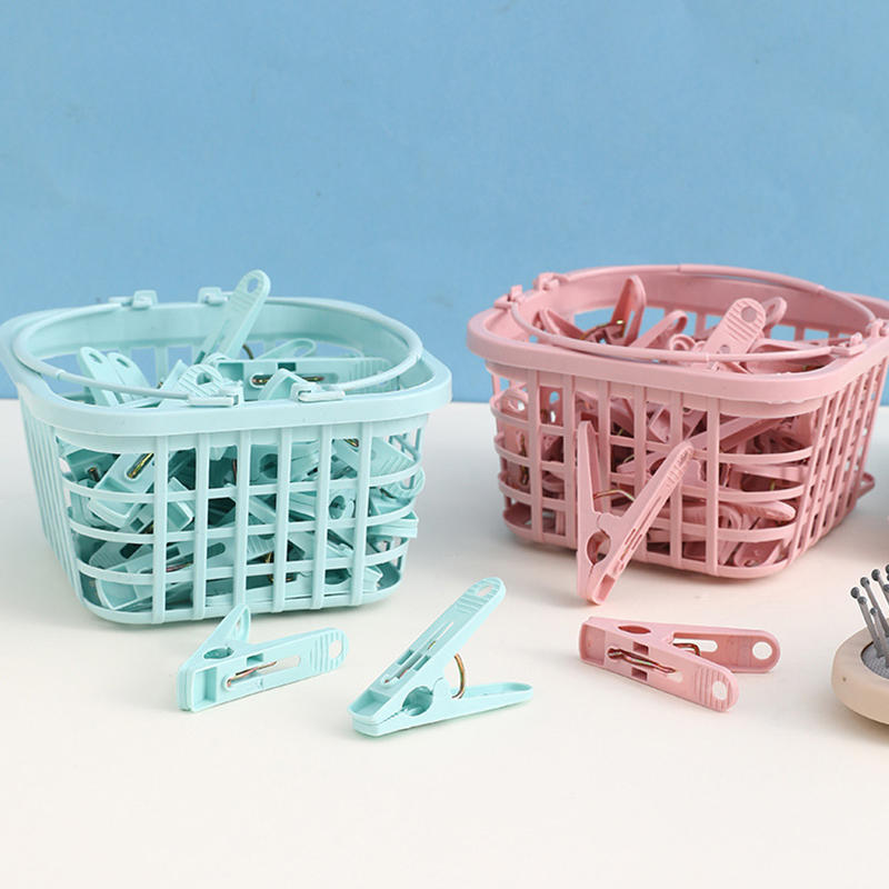 Крепкие ветрозащитные прищепки для сушки одежды для балкона, улицы, для фиксации нижнего белья, носков, шарфов, упаковка 30 шт., многоцелевые прищепки для белья с корзиной, розовые