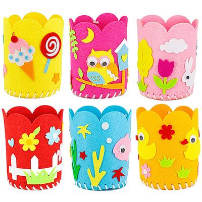 6 шт. DIY детский держатель для карандашей для детского творчества детская игрушка для творчества безопасная прочная с набором для шитья ручная работа фетр