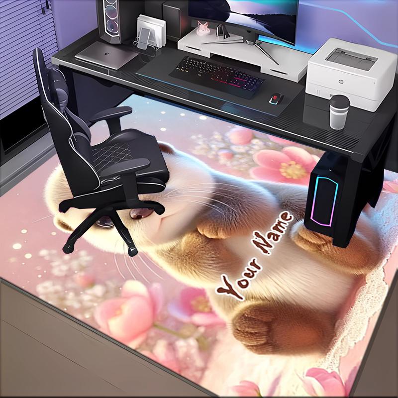 1PC Custom Name Baby Otter Dreams Theme Floor Mat Ideal for Living Room, Game Rooms, Office, Bedroom,Floor Mat Playful Design135