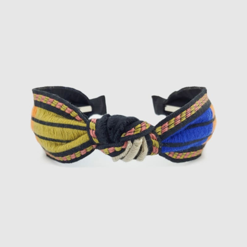 LALA Этническая полосатая повязка для волос - D Черный